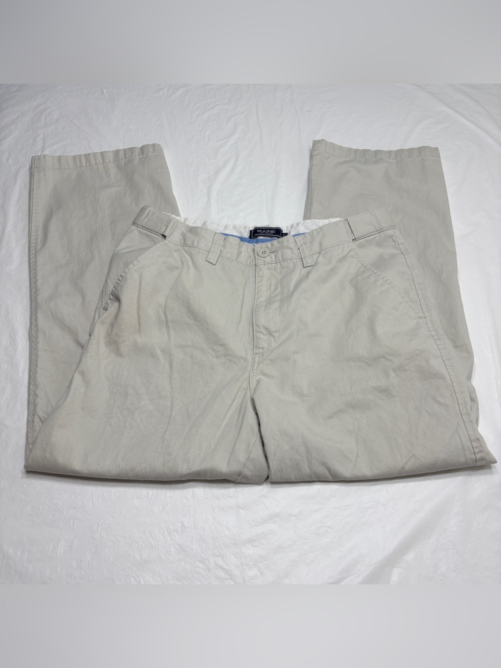 Maine New England Beige Flat Front Khaki Chino Pants Men’s 34S